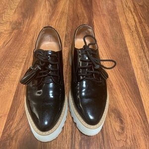 Black leather platform